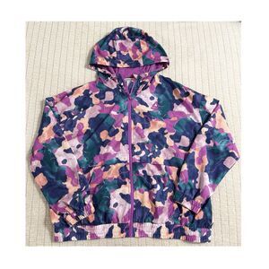 Reebok Women’s XL Camo Windbreaker Jacket Hooded Full Zip Lightweight